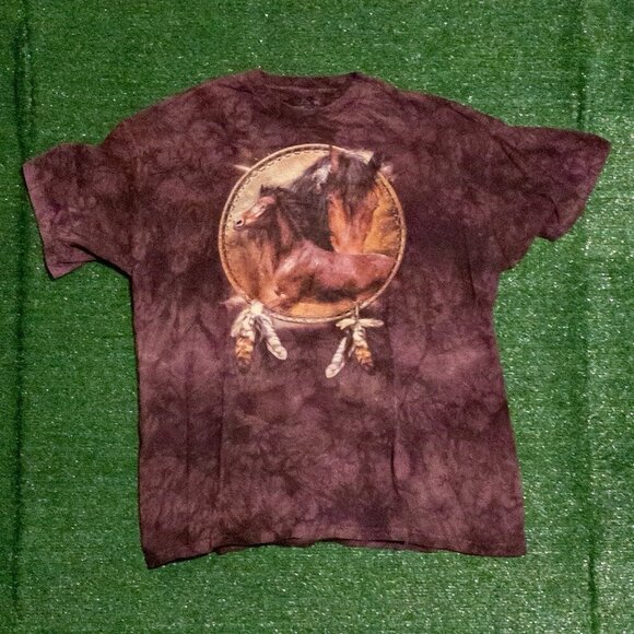 THE MOUNTAIN 2013 MENS T SHIRT PURPLE TIE DYE HORSES NATURE TEE SIZE XXL - Picture 5 of 5